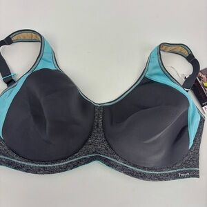 Freya Active Carbon Underwire Spacer Sports Bra Gray Aqua Size 30K NWT